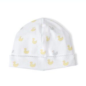 Baby Gender Neutral Classic Pima Cotton Beanie Hat in Yellow Duck Print